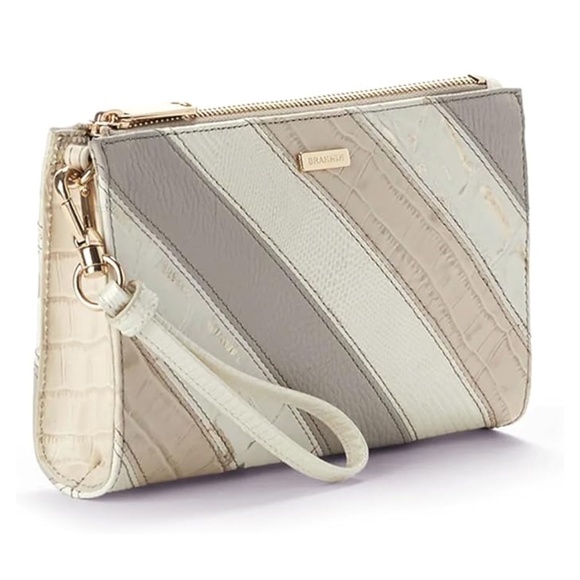 Brahmin Daisy Large Leather Wristlet Clutch - Ivory Flashback - Picture 2 of 10